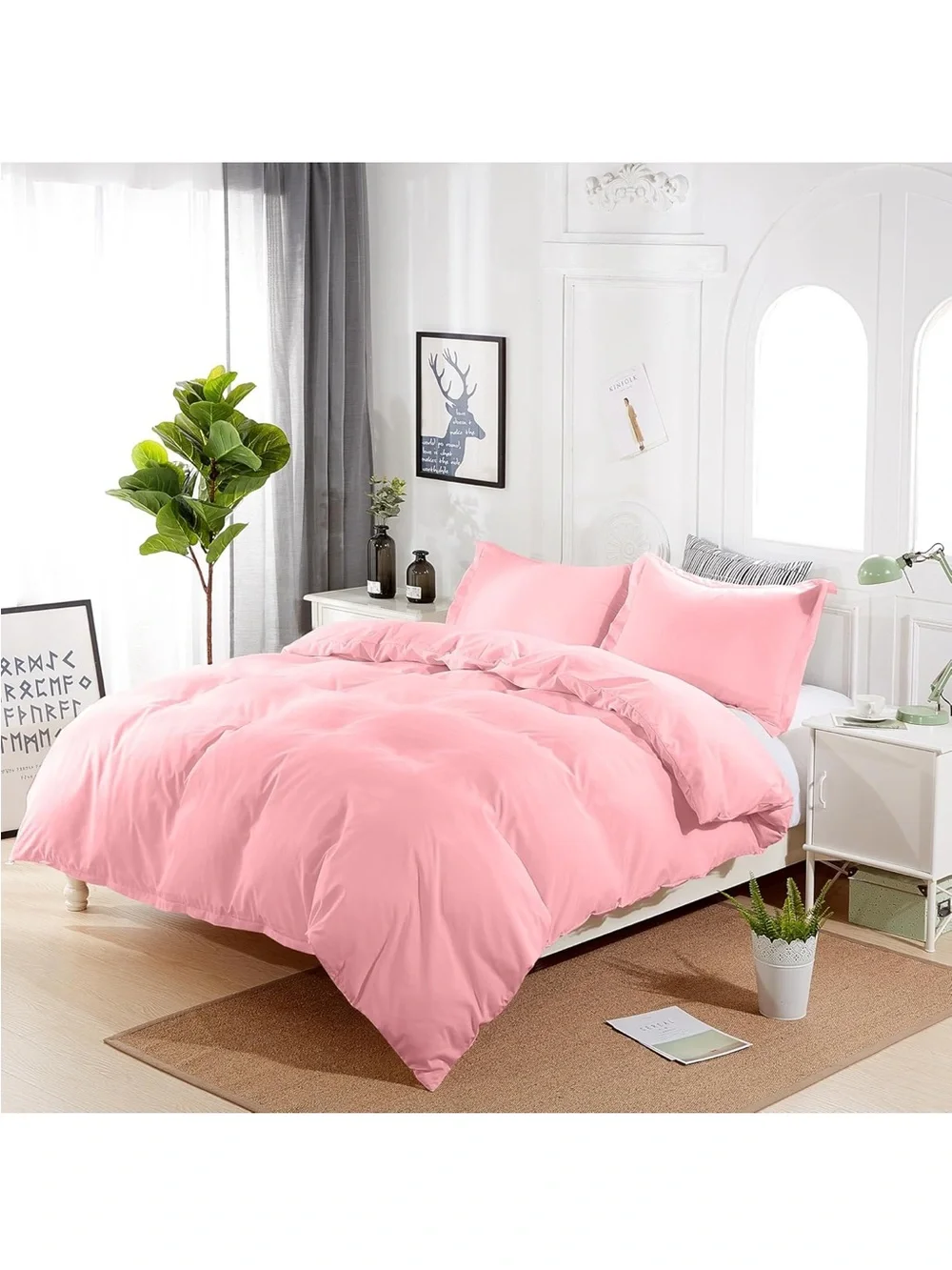 NEW Pink Duvet Cover Set Full Size. One Duvet Cover 80x90 + 2 Pillow Shams